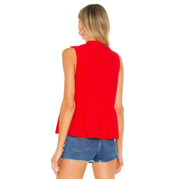 Amanda Uprichard Sleeveless Rylee Peplum Red Top size M - Picture 3 of 8